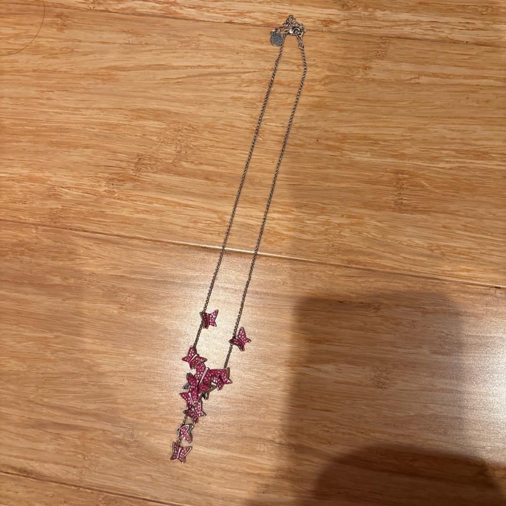 Crystal Pink Butterfly Necklace